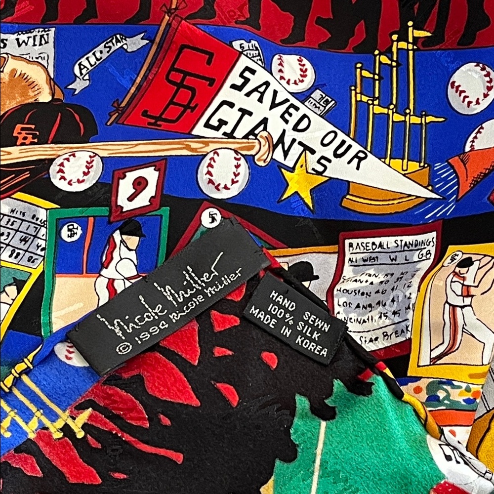 Nicole Miller San Francisco Giants Baseball Scarf Vintage 1994